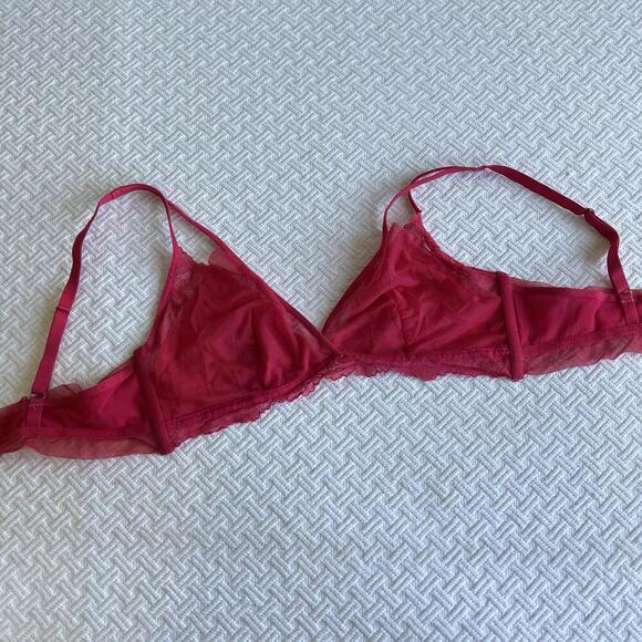 La Vie En Rose Women's Size Medium Pink Lace Plunge T-Shirt Bra Victorian - Picture 10 of 11